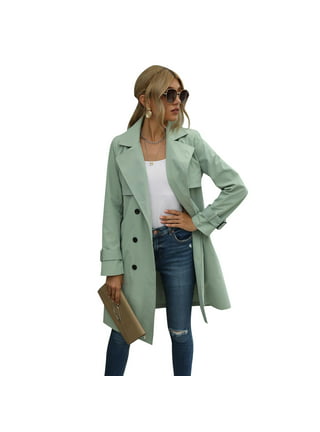 Tagold Fall and Winter Fashion Long Trench Coat, Fall Clothes for Women  2022, Women Outfits Top Lapel Long Sleeve Solid Outerwear Jackets Tops Coats  Womens Fall Fashion Cardigan, Army Green, L 