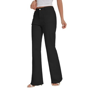 Women Long Trousers Jeans Pants Bootcut Leg Jeans mid Rise Pants Stretchy Long with Pockets