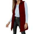 thumbnail image 1 of Women Long Vest Solid Sleeveless Hoodless Winter Puffer Vest XL, 1 of 7
