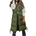 thumbnail image 1 of Women Long Vests Sleeveless Hooded Fall Winter Jackets Casual Fashion Zip up Warm Outwear with Pockets New Womens Fall Vests Jackets Green XL, 1 of 9