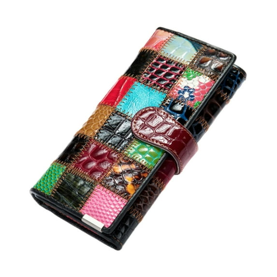 Women Long Wallet Leather Card Case Zipper Pocket Color