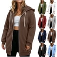 thumbnail image 1 of Women Long Zip Up Hoodie Sevevn Oversized Soft Fleece Casual Hooded Jacket Multiple Colors L-XXXXL Daily Wear, 1 of 7