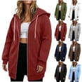 thumbnail image 1 of Women Long Zip Up Hoodie Sevevn Oversized Soft Fleece Casual Hooded Jacket Multiple Colors L-XXXXL Daily Wear, 1 of 9