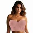thumbnail image 1 of Women Longline Strapless Bra,Push Up Bra,Full Coverage Underwire Bra,Hide Back Fat Deep Cup Bra,Smoothing Bra Rose Pink 40DDD, 1 of 5