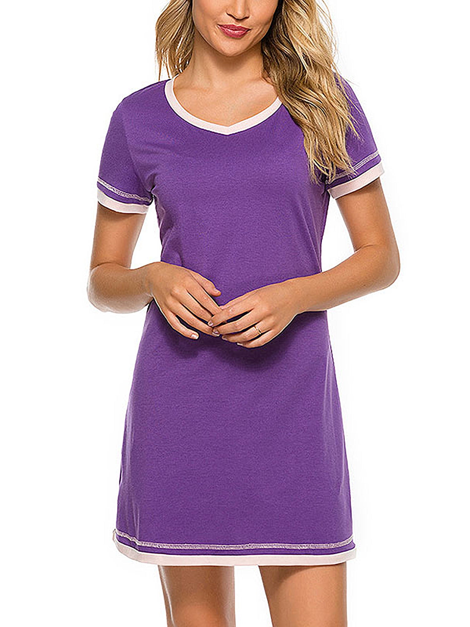 Women Loose Baggy Sleepwear Cotton Nightgowns Nightdress Shirt Ladies