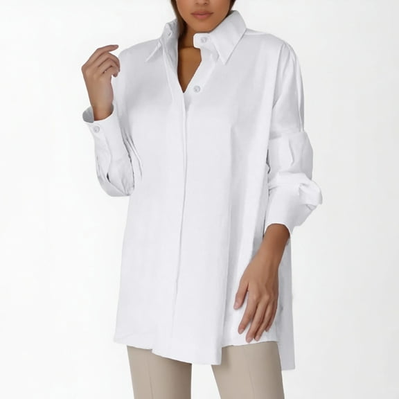 Women Loose Button Up Long Shirt Blouse Ladies V Neck Lapel Tunic Womens Shirts Fall Shirt Women plus Size V Neck Short Sleeve Women Women S Tee Shirt Womens Solid Color Tops Womens Business Casual
