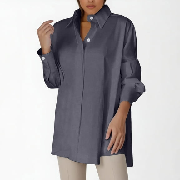 Women Loose Button Up Long Shirt Blouse Ladies V Neck Lapel Tunic Womens Shirts Fall Shirt Women plus Size V Neck Short Sleeve Women Women S Tee Shirt Womens Solid Color Tops Womens Business Casual