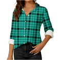 thumbnail image 1 of Women Loose Button up Shirts Striped Print Rolled Long Sleeve Lapel Collar Lightweight Casual Blouses Tunic Tops(Sky Blue,XL), 1 of 6