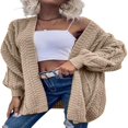 thumbnail image 1 of Women Loose Cardigan Sweater Front Open Cable Lantern Sleeve Knit Jacket, 1 of 4