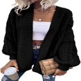thumbnail image 1 of Women Loose Cardigan Sweater Front Open Cable Lantern Sleeve Knit Jacket, 1 of 4