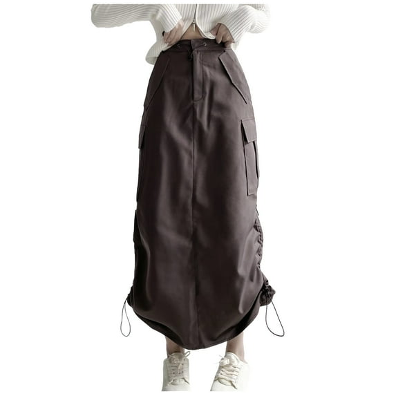 Women Loose Casual Quick Drying Pleated Drawcord Work Suit Split Skirt Vacation Holiday Female Dailywear