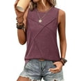 thumbnail image 1 of Women Loose Fit Crew Neck Casual Sleeveless Tank Tops Wine Red L, 1 of 8