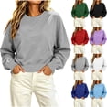 thumbnail image 1 of Women Loose Fit Cropped Sweatshirt Sevevn Crew Neck Long Sleeve Pullover With Kangaroo Pocket For Spring Fall Daily Wear, 1 of 8