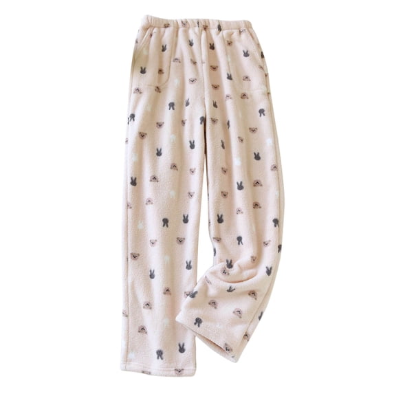 Women Loose Fit Fleece Lined Sherpa Flannel Pants Pajama PJ for Women Lounge Warm Thick Fuzzy Fall Winter Pants 2026