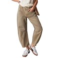 thumbnail image 1 of Women Loose Jeans Solid Color Mid-Rise Barrel Denim Pants, 1 of 8