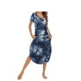 thumbnail image 1 of Women Loose Plain Pajamas Dress Casual V-Neck Short Sleeved Nightgown Sleepwear, 1 of 8