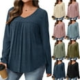 thumbnail image 1 of Women Loose Ribbed Knit Sweatshirt Lightweight Long Sleeve Pleated Pullover Sweater Fall Dressy Casual Soft Knitted Blouses Tops, 1 of 5
