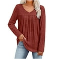 thumbnail image 1 of Women Loose Ribbed Knit Sweatshirt Lightweight Long Sleeve Pleated Pullover Sweater Fall Dressy Casual Soft Knitted Blouses Tops, 1 of 5