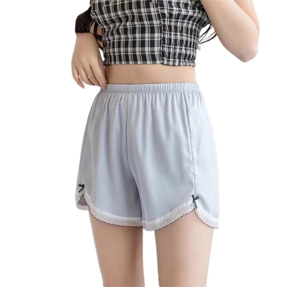 Women Loose Slip Shorts Breathable Lace Safety Shorts Anti-Chafing Underpants Girl Elastic Waist Shorts for Dailywear