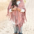 thumbnail image 1 of Women Loose Suede Fringes Open Cape Poncho Scarf with Punch Pattern Graceful Fringes Dropshipping Shawl Wool Coat Dress Scarfs for Women Formal Jackets for Women Evening Wear Dress plus Size, 1 of 5