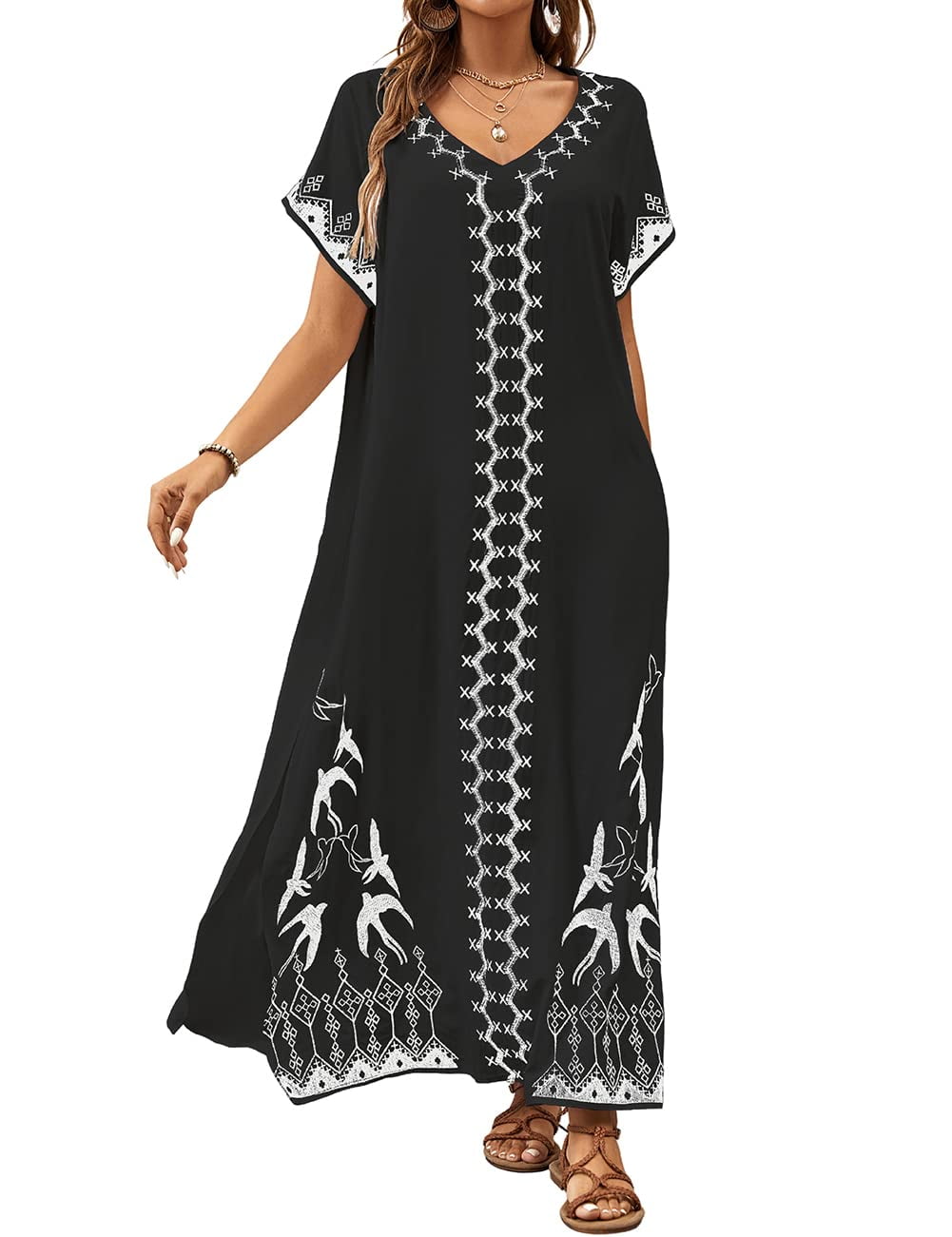 Women Loose Summer Beach Kaftan Dress Bathing Suit Swimsuit Cover Up
