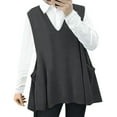 thumbnail image 1 of Women Loose Swing Chunky V-Neck Sweater Vests Oversized Knitted Sleeveless Cute Pullover Tank Dress with Pockets, 1 of 3