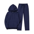 thumbnail image 1 of Women Lounge 2 Piece Outfits Fall Spring Casual Sports Sweatsuits Hoodie and Jogger Pants Set Tracksuits (L, Navy), 1 of 2