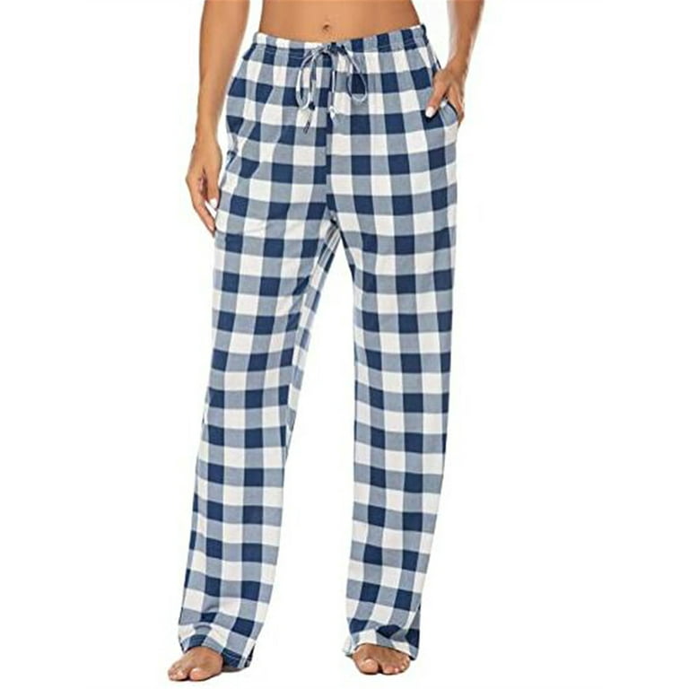 Women's Buffalo Plaid Pajama Pants Stretch Lounge Bottoms with Drawstring  and Pockets