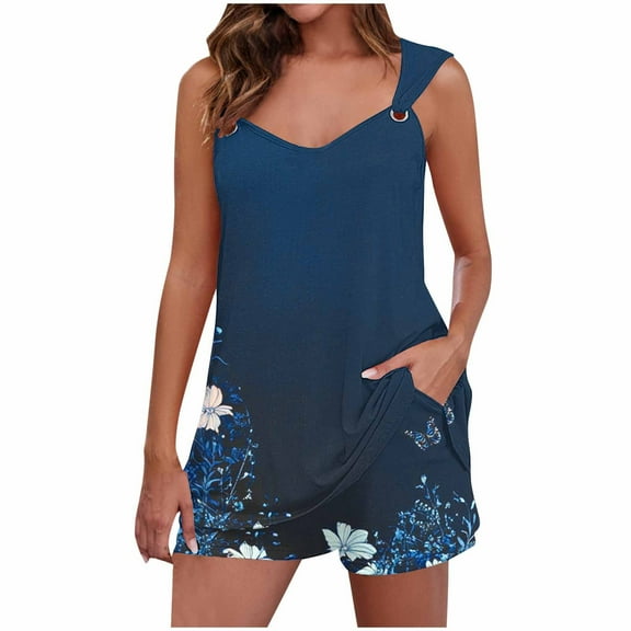 Women Lounge Set Sleeveless Pajama Set for Women Womens Pj Short Set Loose Fit Floral Print Lounge Set