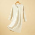 thumbnail image 1 of Women Lounge Wear V Neck Long Sleeve Solid Color Nightgown Soft Comfy Casual Loose Lightweight Long Robes (Free Size, Beige), 1 of 6