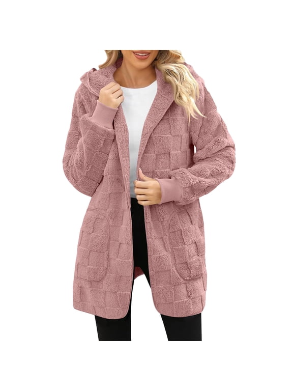 Women Loungewear Fuzzy Cardigan, Unisex Oversized Long Fuzzy Fleece Blanket Hoodies Open Front Jacket M