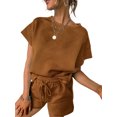 thumbnail image 1 of Women Loungewear Set Short Sleeve Tops & Shorts 2 Piece Outfits Set with Pockets, 1 of 5