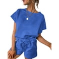 thumbnail image 1 of Women Loungewear Set Short Sleeve Tops & Shorts 2 Piece Outfits Set with Pockets, 1 of 6