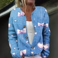 thumbnail image 1 of Women Love Heart Graphic Oversized Sweaters Valentine Cute Cardigan Open Front Button Clothes, 1 of 6