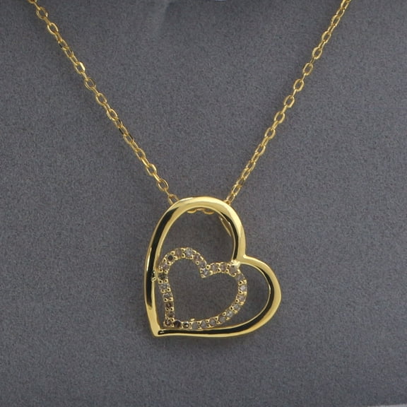 Women Love Pendant  Chocolate Brown Natural Diamond in Thick Yellow Gold Plated Silver with Chain