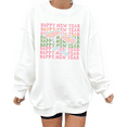 thumbnail image 1 of Women Lovely stars and Wine glass Happy New Year Theme Graphic Tee T Shirt Tops Round-neck long-sleeved white S-3XL, 1 of 5