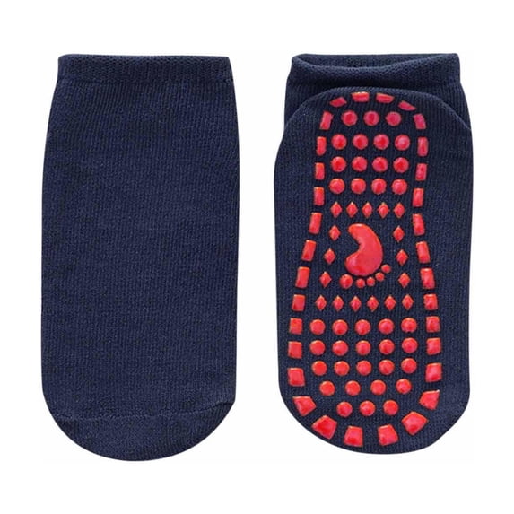 Women Low Cut Yoga Socks Grips Non Slip Socks, Multi Color Anti Slip Pilates Socks for Indoor Floor Dance & Hospital Use Navy 6(5 Years)