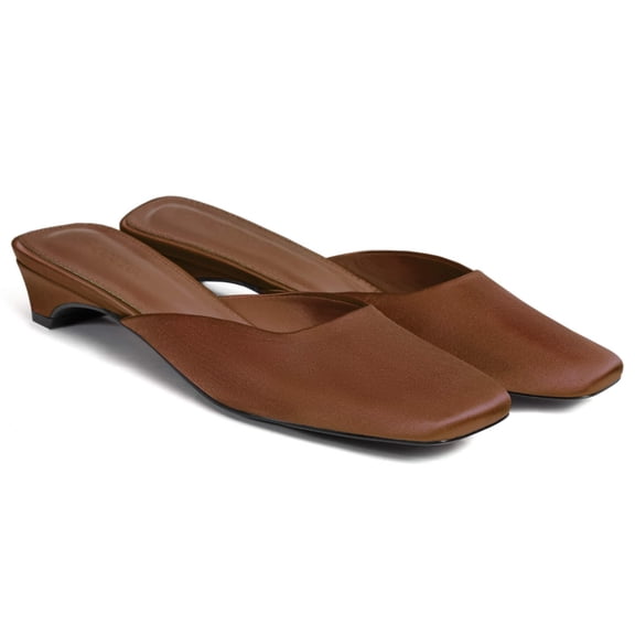 Women Low Heel House Slippers — Square-Toe, Closed-Toe Mule Slip Ons