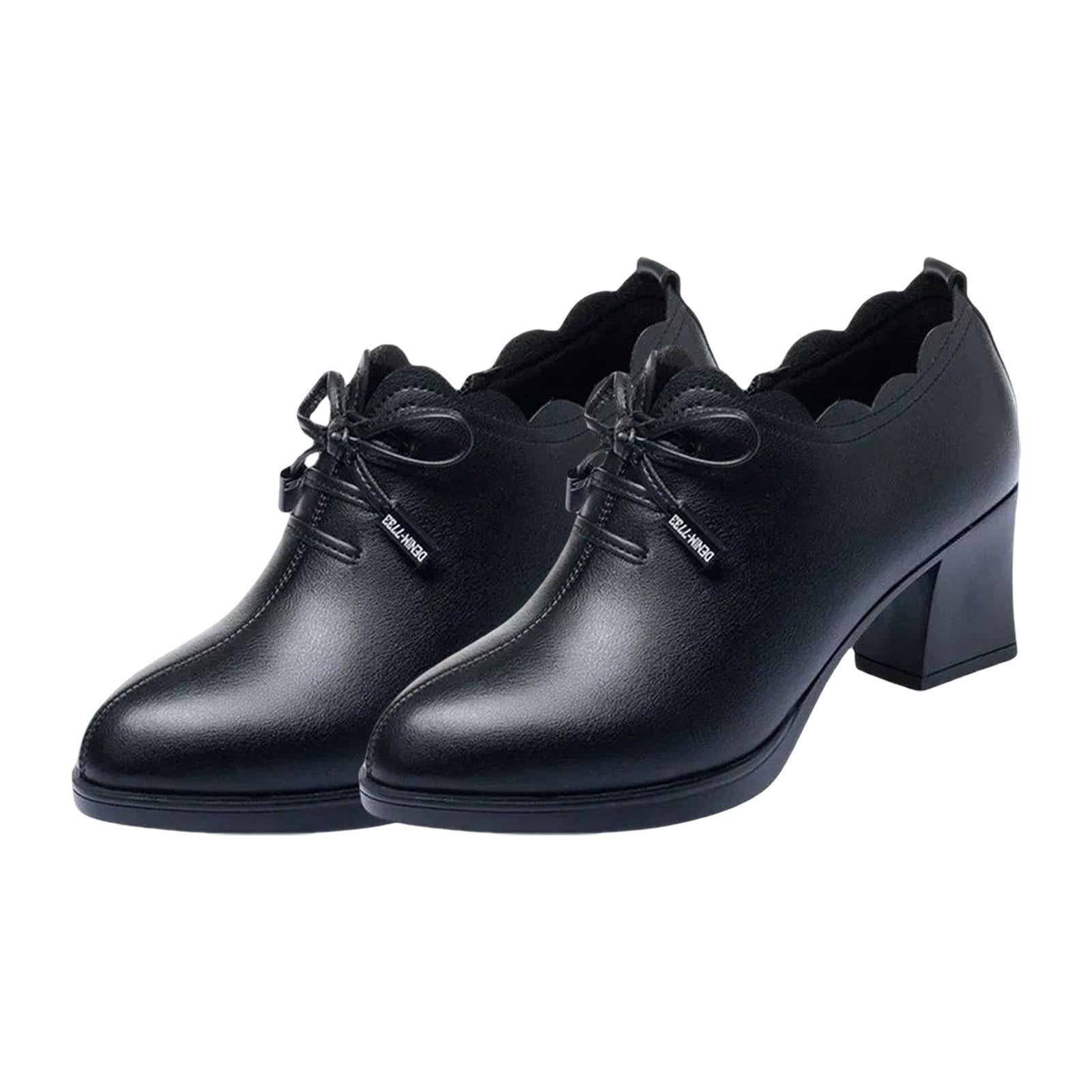 Black buckle on top slip on low heel dress shoe + FREE SHIPPING | Womens  heel dress shoes online 2634WS