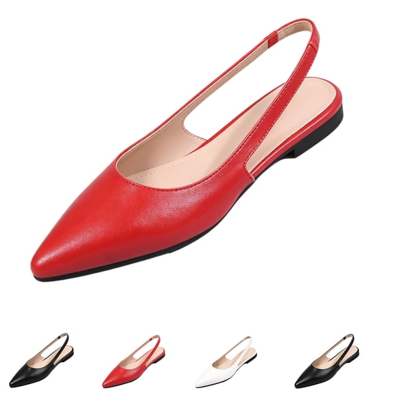 Women Low Heels Pointed Closed Toe Slingback Flats Pumps Classic Dressy Elegant Shoes, 36