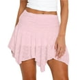 thumbnail image 1 of Women Low Rise Lace Y2k Pleated Ruffle Short Skirt Flowy Asymmetrical Underskirt Fairy Half Slip Skirts Pink M, 1 of 5