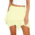 thumbnail image 1 of Women Low Rise Lace Y2k Pleated Ruffle Short Skirt Flowy Asymmetrical Underskirt Fairy Half Slip Skirts Yellow M, 1 of 7