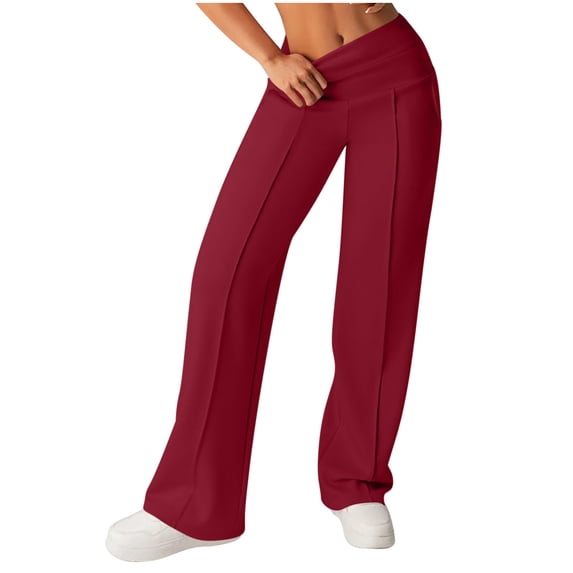 Women Low Rise Yoga Pants Wide Leg Flare Leggings Sweatpants Stretchy Casual Summer Pull On Pants with Pockets Plus Size