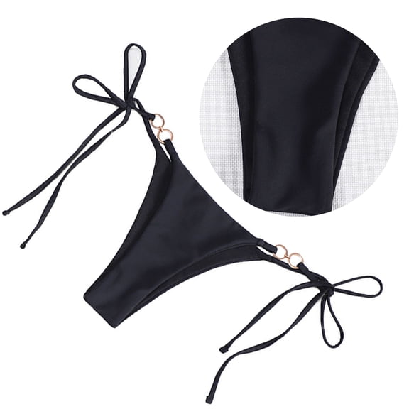 Women Low Waist Bikinis Bottoms Tie Side Swim Brief Solid Color Swimsuit Bottoms Highs Cut Bikinis Bottoms
