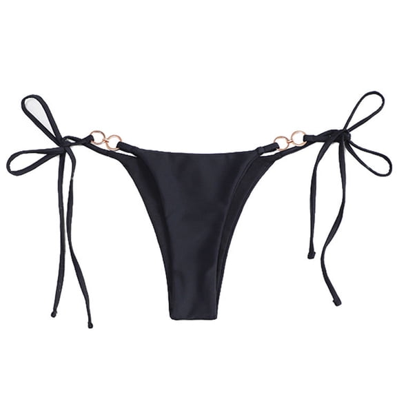 Women Low Waist Bikinis Bottoms Tie Side Swim Brief Solid Color Swimsuit Bottoms Highs Cut Bikinis Bottoms