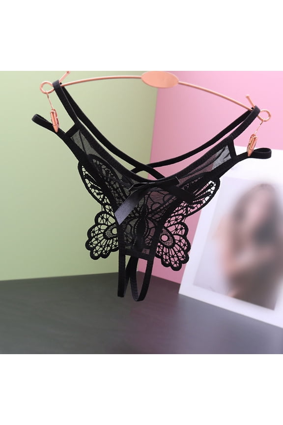 Women Low Waist Traceless Mesh Embroidered Big Open End Thong Sheer Bikini Panties No Show Panties for Women Pack My Recent High Waist No Show Underwear Women Microfiber Panties Bikini Bikini