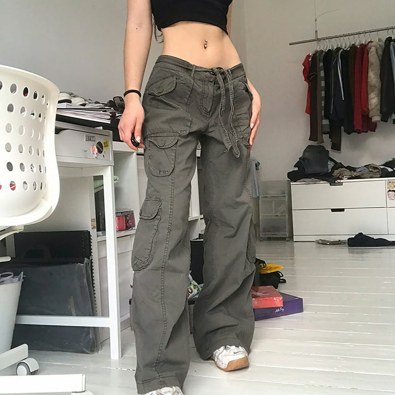 Womens Cargo Pants High Waist Baggy Relaxed Fit Trousers with Pocket Loose  Jogger Goth Grunge Clothes Y2K Clothes