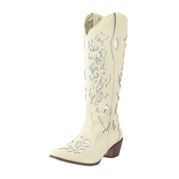For Women Low Western Rhinestone Heel Boots High Rodeo Knee Studded Embroidered Boots Cowboy women's boots Thigh High Boots for Women Size 13 High Heel Boots for Women Sexy Thigh High Boots for