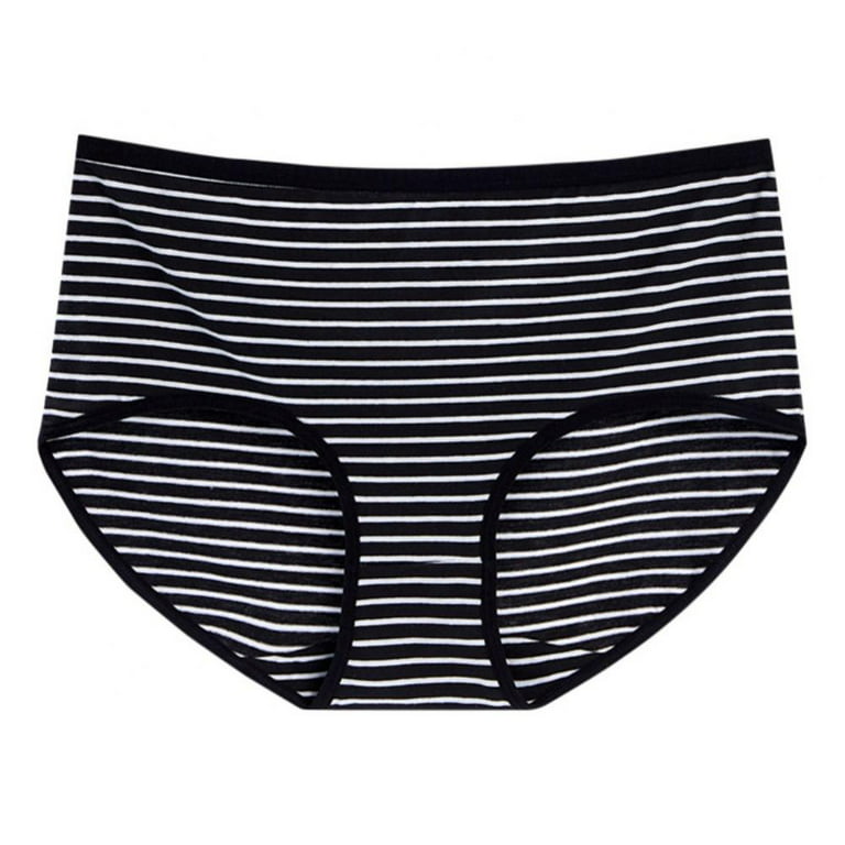 Women Low-rise Underwear Comfort Cotton Stretch Sport Hipster Breathable  Soft Stripe Panties(1-Packs) 