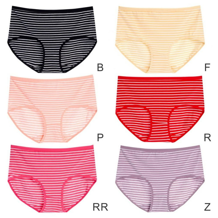 Women Low-rise Underwear Comfort Cotton Stretch Sport Hipster Breathable  Soft Stripe Panties(6-Packs)